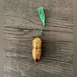 RARE Vintage Charming Engraved Brass Miniature Sewing Kit in Great Condition!